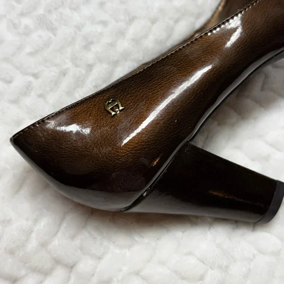 Etienne Aigner Haven Metallic Bronze Patent Heels Size 9M - Picture 4 of 14